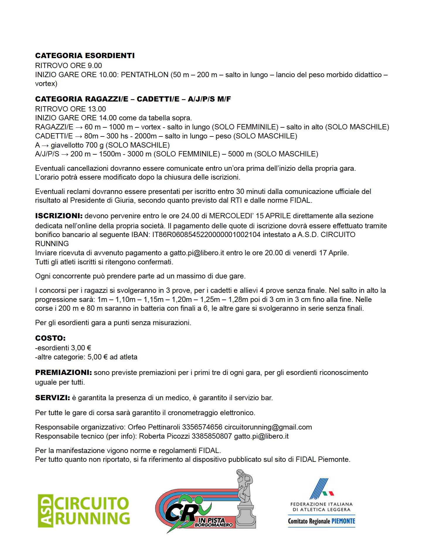 borgomanero pista 2026 2